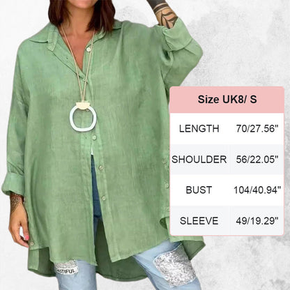 Women's Casual Solid Color Long Sleeve Button Down Shirt