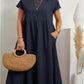 Solid Color Sleeveless Loose Cotton Pocket Dress