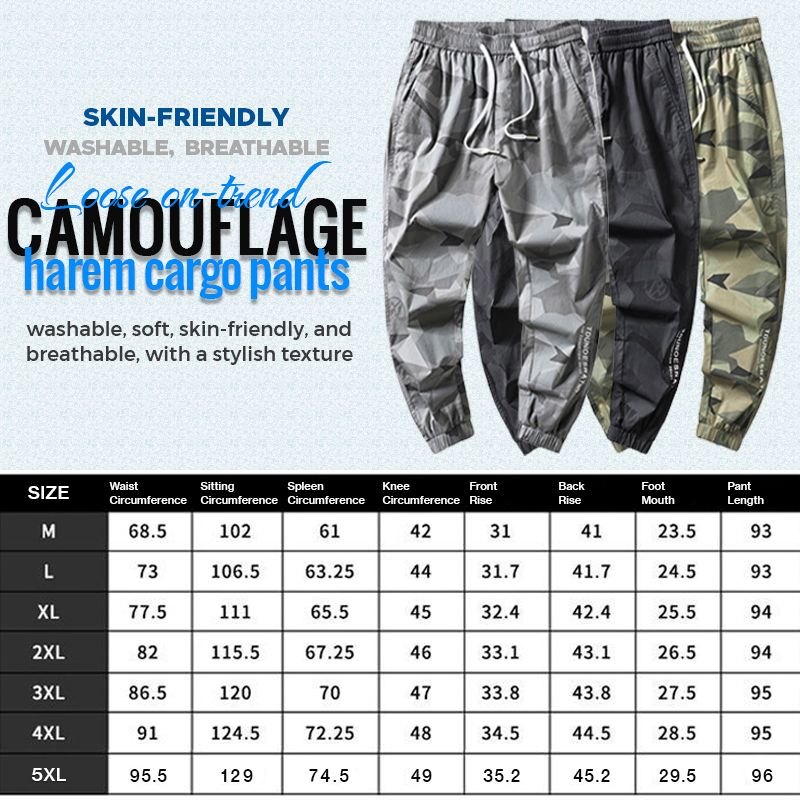 Loose on-trend camouflage harem cargo pants