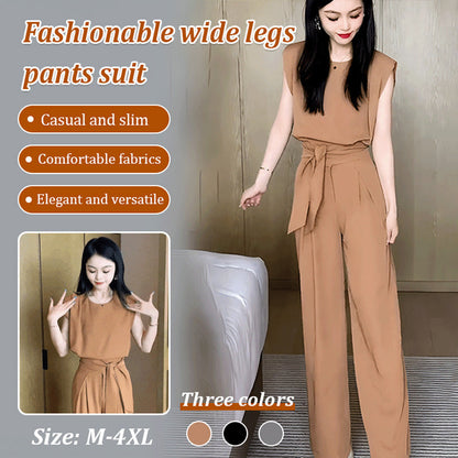 Fashion Sleeveless Wide-Legged Pants Set😍