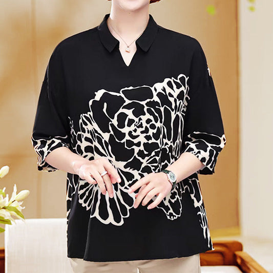 Women’s Loose Printed Silky Shirt