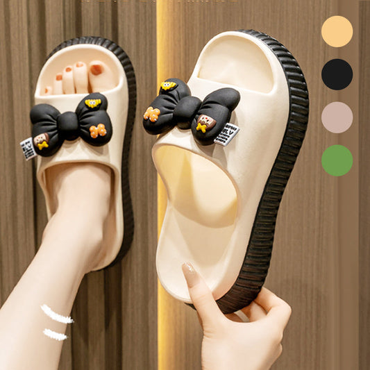 Cute Bowknot Thick Sole Cozy Open-toe Sandal Slippers（50% OFF）