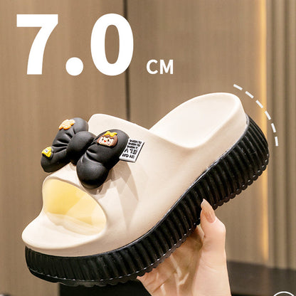 Cute Bowknot Thick Sole Cozy Open-toe Sandal Slippers（50% OFF）