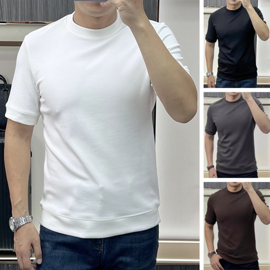 Men's Summer Simple Round-Neck Pure Cotton T-Shirt