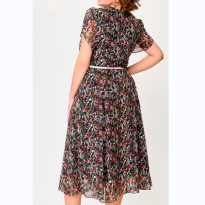 Flowy Floral Dress with Delicate White Belt