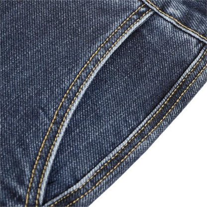 Men's Stretch Straight Leg Vintage Jeans with Multiple Pockets