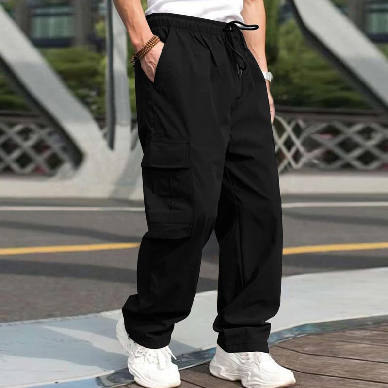 Men’s Loose Fit Casual Pants with Multiple Pockets