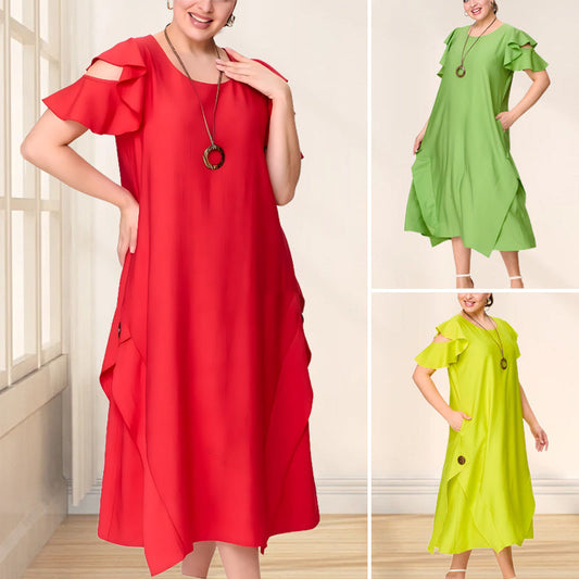 Short Sleeve and Loose Fashionable Dress for Women