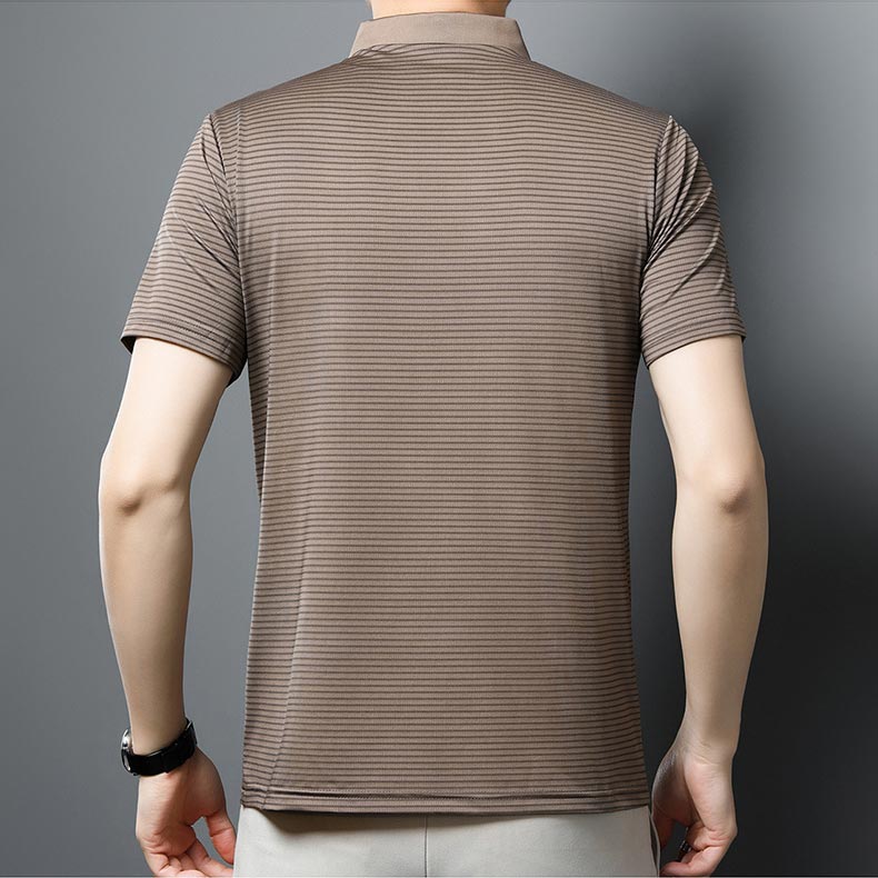 Men’s Casual Ice Silk Lapel T-shirt