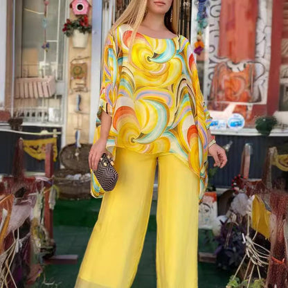 Women's Summer Colorful Cool Chiffon 2 Piece Set