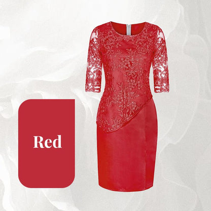 Women's Elegant Lace Patchwork Large-size Dress