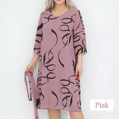 Elegant Loose Midi Dress with Ruffled Sleeves