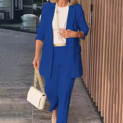 Elegant Women's Two-Piece Suit Set - Blazer and Trousers