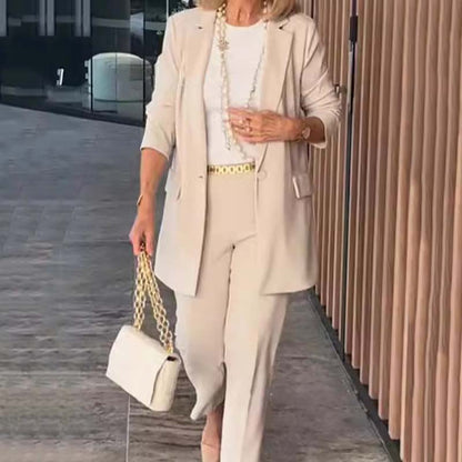 Elegant Women's Two-Piece Suit Set - Blazer and Trousers