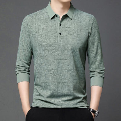 Men’s Elegant Casual 3-button Lapel Collar Long-sleeve T-shirt