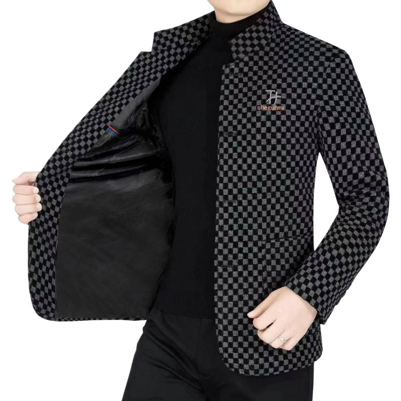 Men’s Trendy Checkered Warm Jacket with Pockets