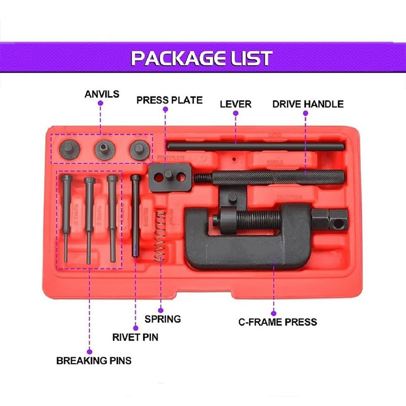 Chain Breaker & Rivet Tool Kit with Storage Box