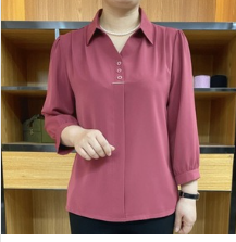 🔥🔥【XL-4XL】2024 new temperament solid color lapel chiffon shirt