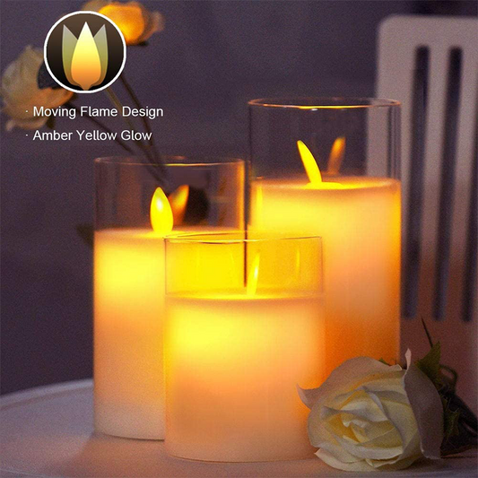 🎅Flickering Flameless Candles with Glass Holder🎅