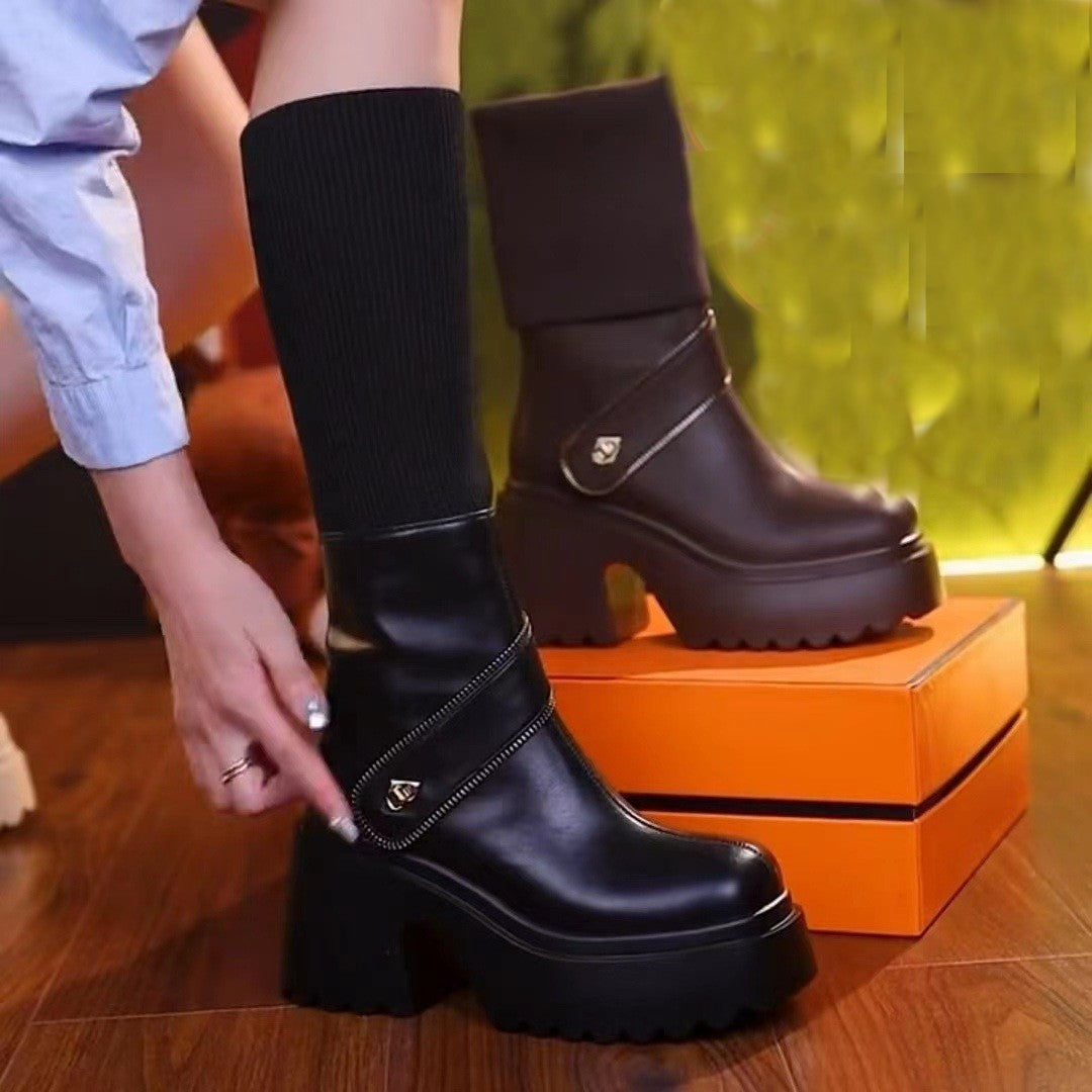 50%OFF%🔥Best Gift For Her🎁Women's Platform Chunky Heel Knee High Boots