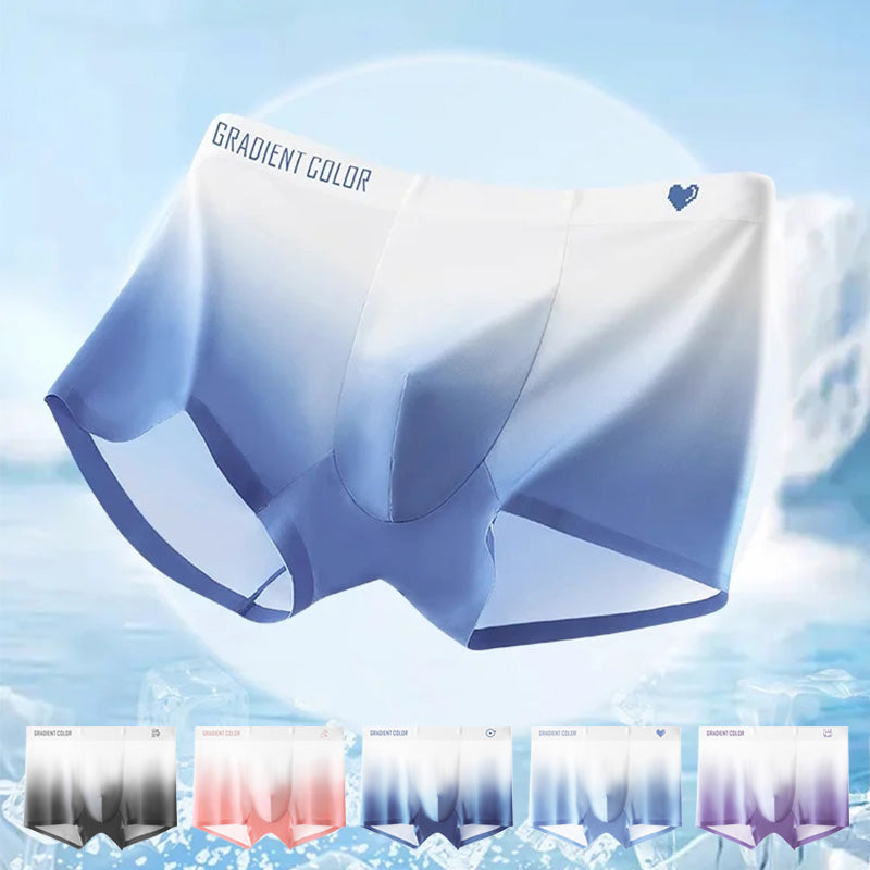 Men's Fashion Gradient Thin Ice Silk Medium Waisted Panties