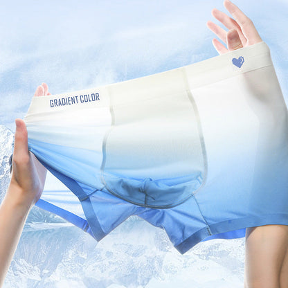 Men's Fashion Gradient Thin Ice Silk Medium Waisted Panties