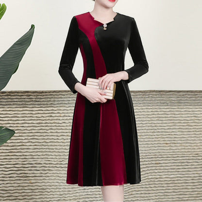 [🎁Gift For Her] Women's Long Sleeved Faux Velvet Dress