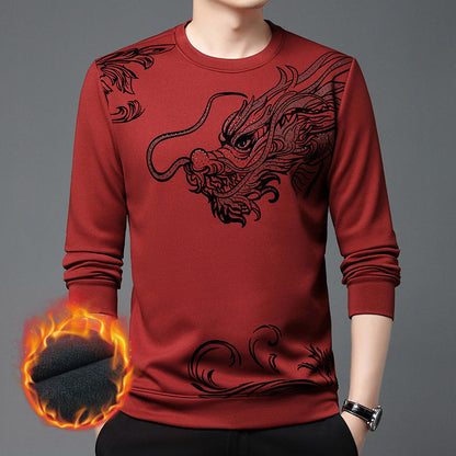 Men's Thickened Warm Round Neck Pullover Sweatshirt