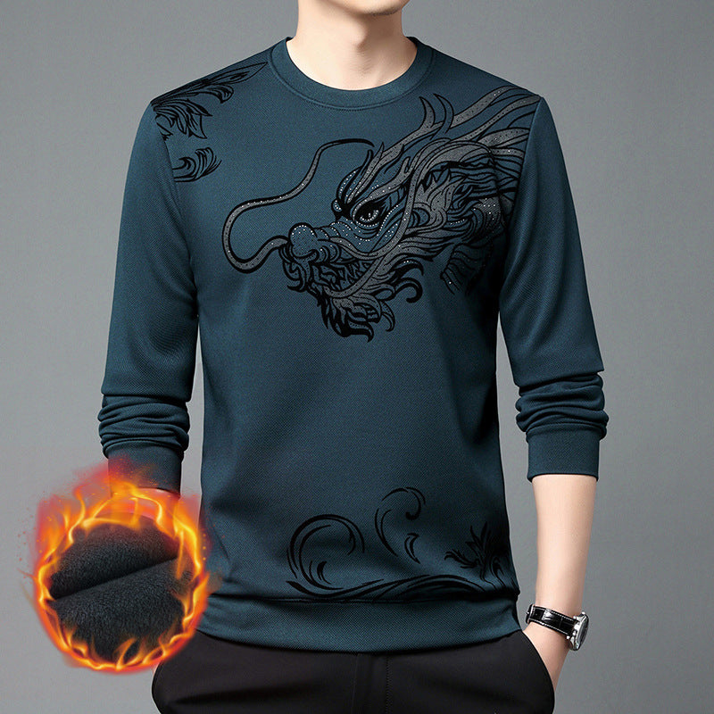 Men's Thickened Warm Round Neck Pullover Sweatshirt