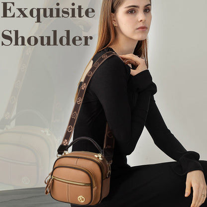 Hot sale 🔥 Classic Small Square Bag Multifunctional Compartment Adjustable Wide Shoulder Strap PU Leather Women's Bag