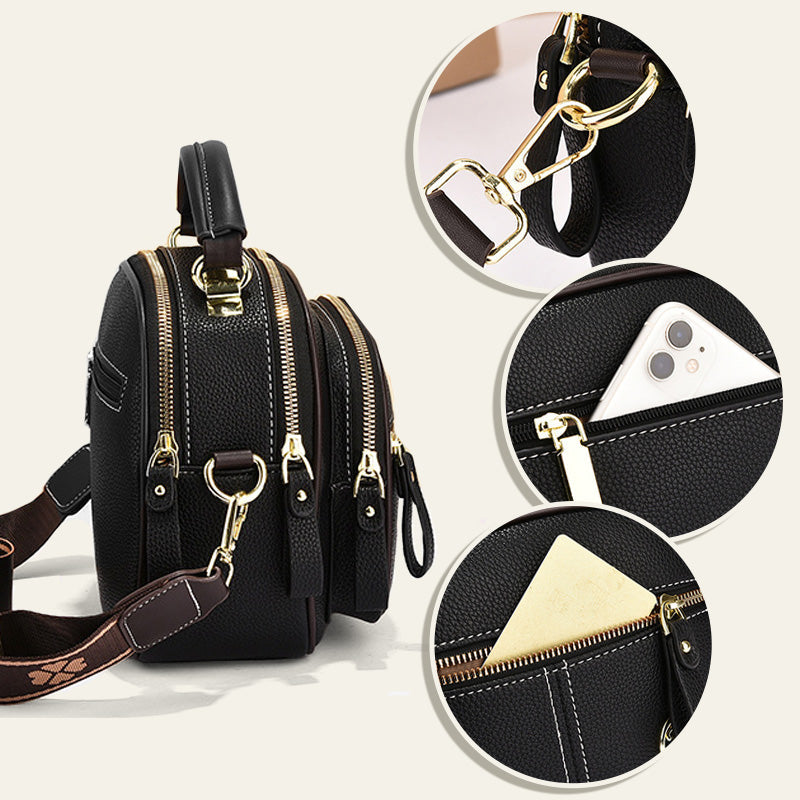 Hot sale 🔥 Classic Small Square Bag Multifunctional Compartment Adjustable Wide Shoulder Strap PU Leather Women's Bag