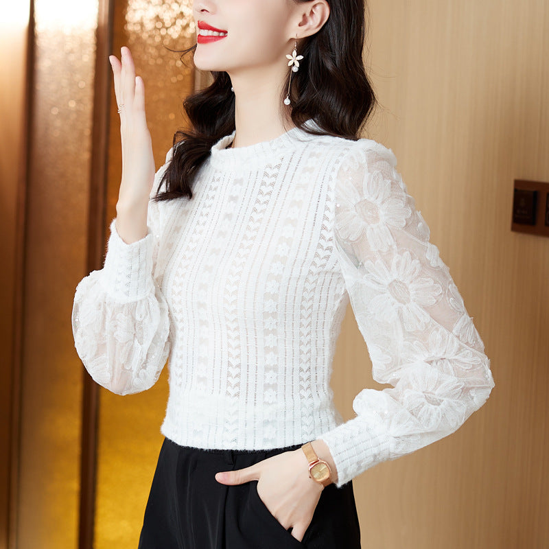 Lantern Sleeve Lace Blouse