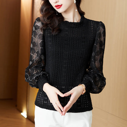 Lantern Sleeve Lace Blouse